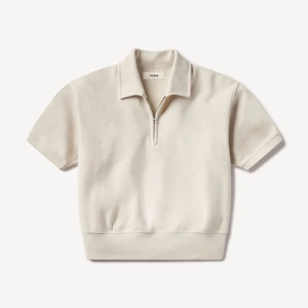 VINTAGE INTERLOOP SHORT SLEEVE QUARTER ZIP - XS